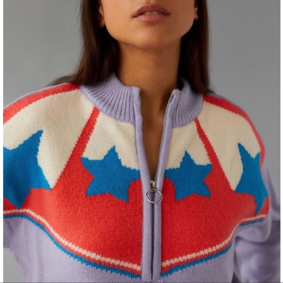 Urban Outfitters BDG Sweater Jesse Half Zip Purple Medium NWT - Picture 3 of 12